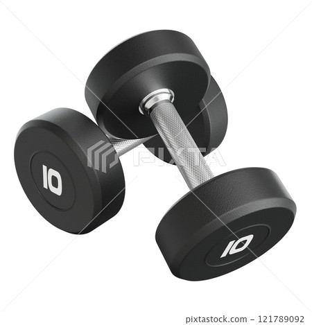 Two blank Round Rubber Dumbbells with number 10, weightlifting gym equipment Two blank Round Rubber Dumbbells with number 10, weightlifting gym equipment 121789092
