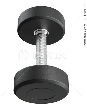 Blank Round Rubber Dumbbell, weightlifting gym equipment top view 121789106