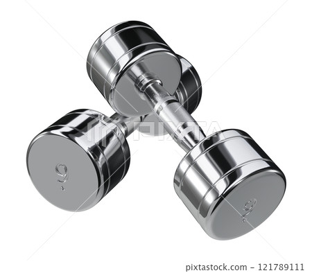 Two blank Round Dumbbells with number 9, chrome weightlifting gym equipment 121789111
