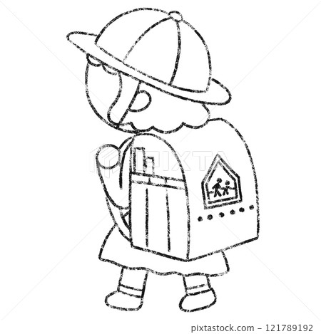 Line drawing of a skirt for a first grade elementary school girl Line drawing of a skirt for a first grade elementary school girl 121789192