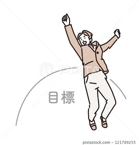Simple illustration of a boy in uniform achieving his goal Simple illustration of a boy in uniform achieving his goal 121789255