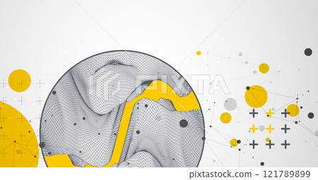 Trendy abstract wireframe background. Modern science or technology art elements. Surface illustration inside circles 121789899