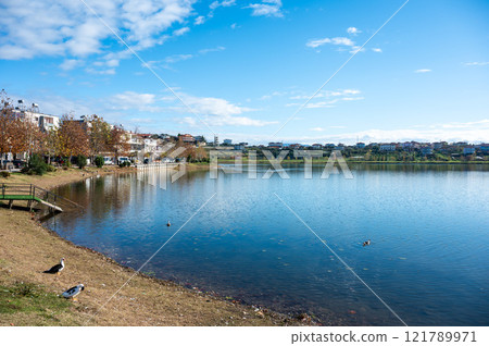 Recreation zone at the touristical Belshi Lake, Albania Recreation zone at the touristical Belshi Lake, Albania 121789971