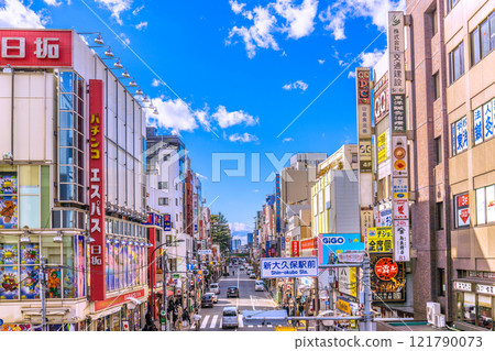 Tokyo cityscape in Japan in January. View of Shin-Okubo Station and other areas = January 8, 2025 Tokyo cityscape in Japan in January. View of Shin-Okubo Station and other areas = January 8, 2025 121790073