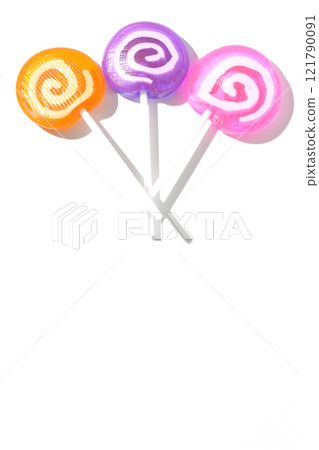 Lollipop candy photographed on a white background Lollipop candy photographed on a white background 121790091