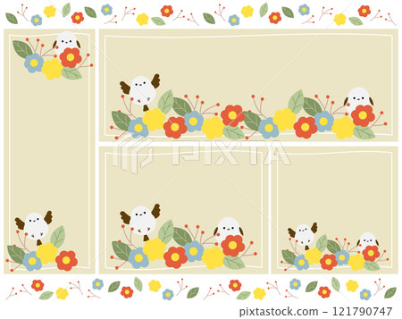 4 種可愛條紋長尾飛蛾和斯堪的納維亞風格背景套裝 121790747