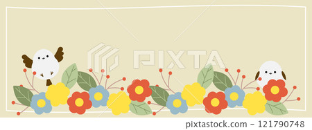 Cute long-tailed tit and Scandinavian style banner 121790748