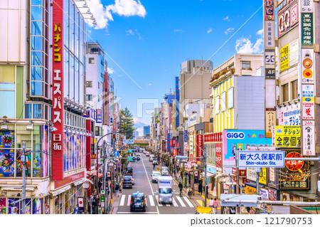 Tokyo cityscape in Japan in January. View of Shin-Okubo Station and other areas = January 8, 2025 Tokyo cityscape in Japan in January. View of Shin-Okubo Station and other areas = January 8, 2025 121790753