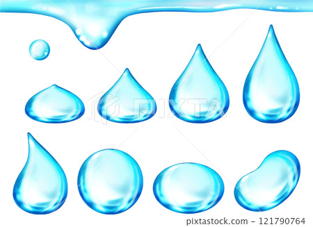 一組透明美麗的水滴,雨水,濕氣 一組透明美麗的水滴,雨水,濕氣 121790764