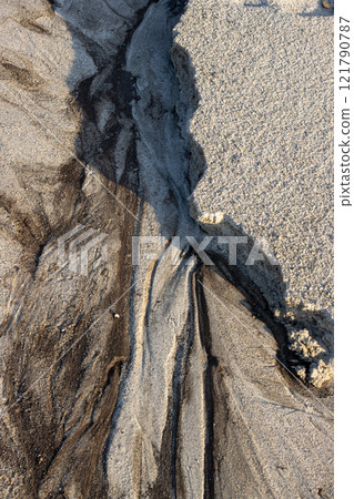 Structure of a sand after a tide, Sicily, Italy 121790787