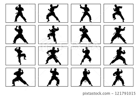 Taekwondo design silhouette, Creative Taekwondo logo design concepts template 121791015