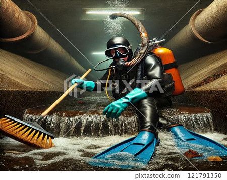"Let's take on the challenge of cleaning up the sewer with scuba diving equipment!" Tags Scuba diving 121791350