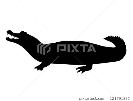 Silhouette illustration of a crocodile with its mouth open Silhouette illustration of a crocodile with its mouth open 121791825