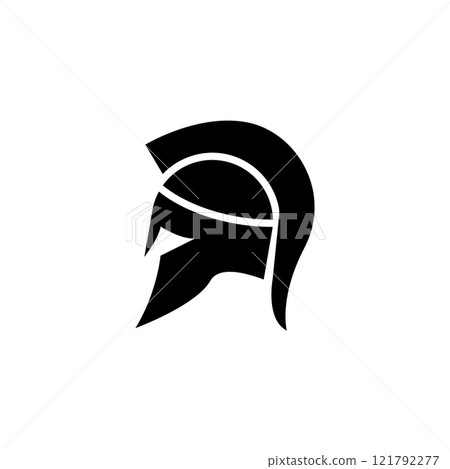 Minimalist Spartan helmet icon in bold silhouette Minimalist Spartan helmet icon in bold silhouette 121792277