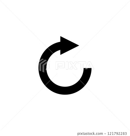 Sleek black circular arrow icon for digital interfaces Sleek black circular arrow icon for digital interfaces 121792283