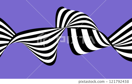 Black and white abstract wave wave design with optical illusion. Abstract geometric background. 121792438