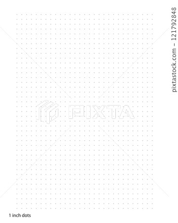 Graph Paper 1 inch dots printable template A4 notebook format. Graph gray grid for college, journals, diary or math engineering grid line printable. 121792848