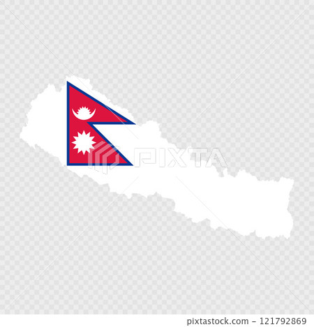 Nepal map silhouette with flag. Nepal map silhouette with flag. 121792869