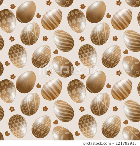 Seamless Easter pattern with eggs in brown tones Seamless Easter pattern with eggs in brown tones 121792915