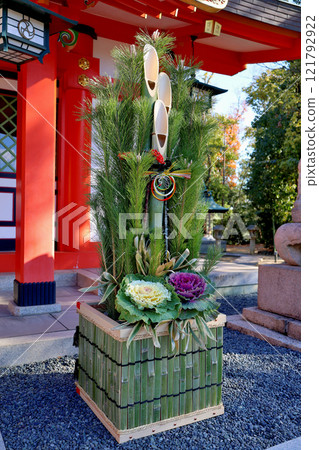 Kadomatsu decorations at Chokoji Sumiyoshi Shrine 121792922
