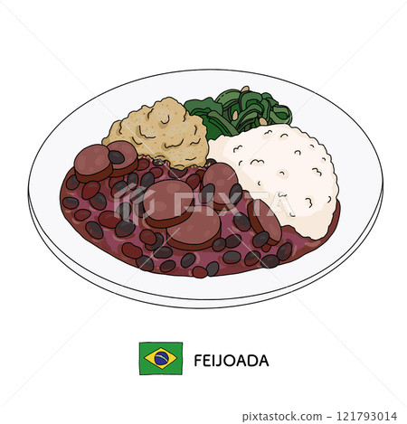 Brazilian feijoada line drawing 121793014