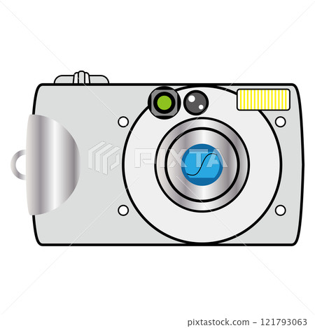 Heisei retro digital camera - simple and flat illustration on white background 121793063