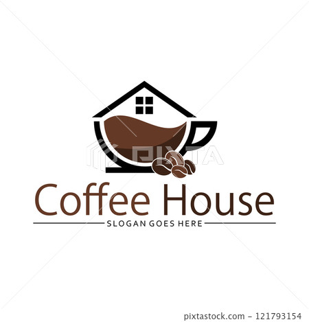 Coffee House Logo Design Or Cafe House Logo on white background Coffee House Logo Design Or Cafe House Logo on white background 121793154