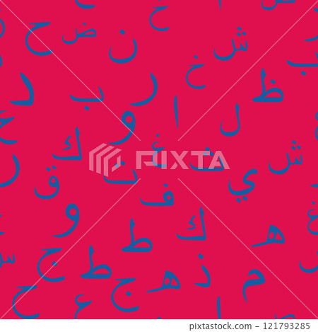 Seamless pattern with elegant and intricate Arabic, Persian alphabets, showcasing the beauty of writing with smooth and harmonious repetition. 121793285