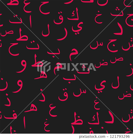 Seamless pattern with elegant and intricate Arabic, Persian alphabets, showcasing the beauty of writing with smooth and harmonious repetition. Seamless pattern with elegant and intricate Arabic, Persian alphabets, showcasing the beauty of writing with smooth and harmonious repetition. 121793296