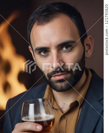portrait of a man drinking alcohol 121793820