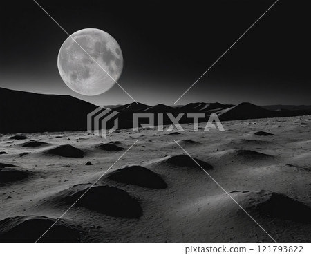 desert and big moon landscape 121793822