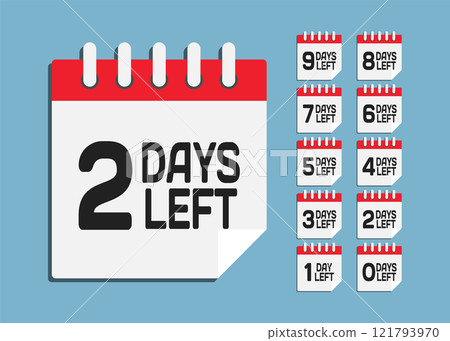 Countdown daily page calendar icon - 2 days left 121793970