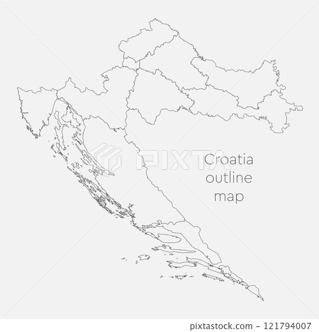 Vector map country Croatia divided on regions Vector map country Croatia divided on regions 121794007