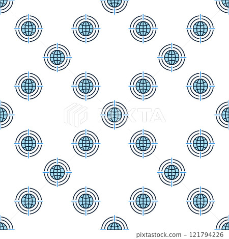 Earth in Target vector Multipolarity blue seamless pattern 121794226