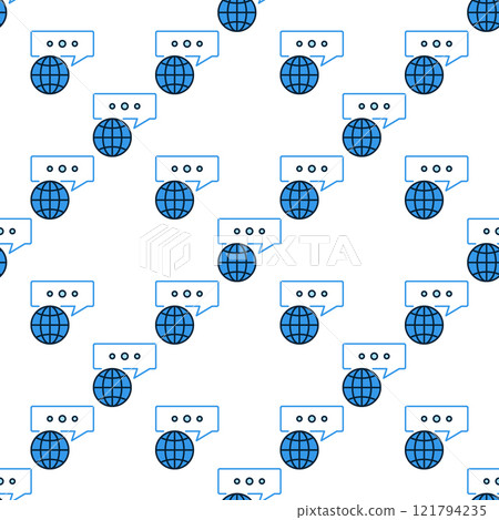 Message and Earth Globe vector Multipolarity blue seamless pattern 121794235