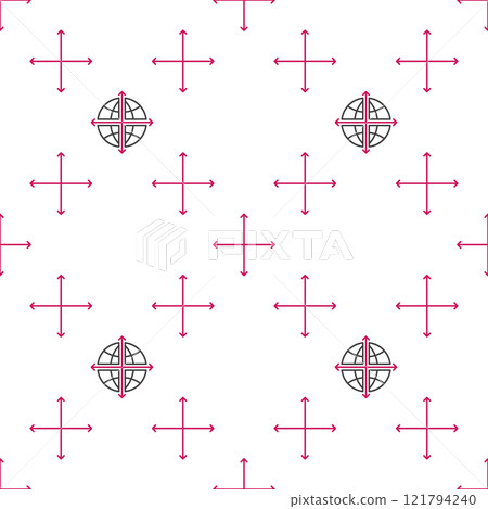 Multipolarity vector International Relations outline seamless pattern 121794240