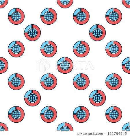 Pie Chart with Earth Globe vector blue seamless pattern Pie Chart with Earth Globe vector blue seamless pattern 121794245