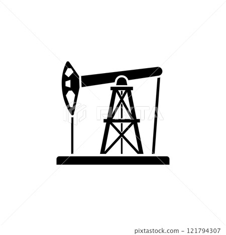 Pumpjack, Oil Industry Solid Flat Vector Icon Isolated on White Background 121794307