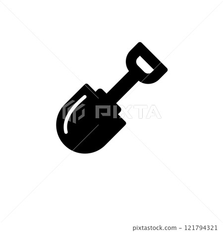 Gardening Shovel, Agriculture Farm Tools Solid Flat Vector Icon Isolated on White Background 121794321