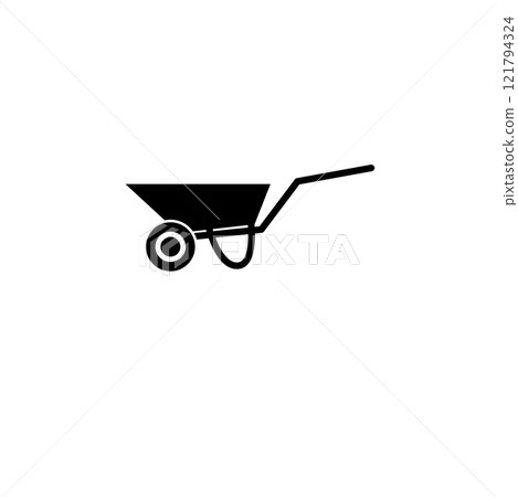 Wheelbarrow Cart, Garden Trolley Solid Flat Vector Icon Isolated on White Background 121794324