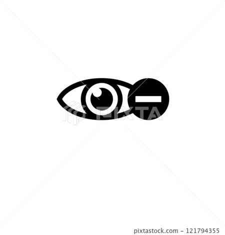 Human Eye with Minus, Nearsighted Vision, Myopia Solid Flat Vector Icon Isolated on White Background 121794355