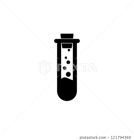 Research Test Tube, Laboratory Glass Solid Flat Vector Icon Isolated on White Background 121794369