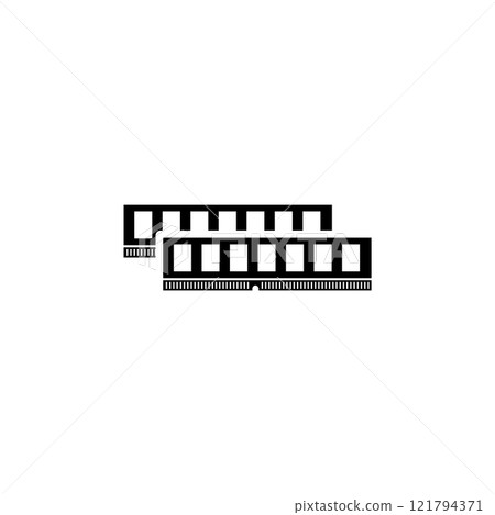 Hardware Memory Chip, PC RAM Solid Flat Vector Icon Isolated on White Background 121794371