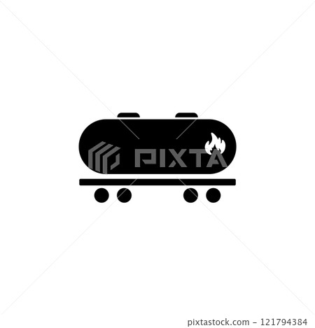 Railroad Tank Wagon, Oil Railway Cistern Solid Flat Vector Icon Isolated on White Background Railroad Tank Wagon, Oil Railway Cistern Solid Flat Vector Icon Isolated on White Background 121794384
