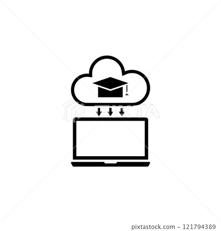 Online Education Learning, Internet Study Solid Flat Vector Icon Isolated on White Background 121794389