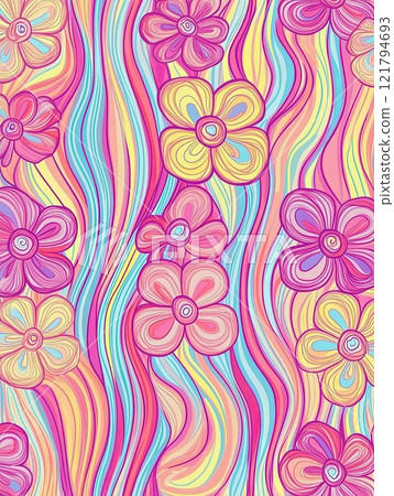 Floral abstract pattern with colorful swirls suitable for background 121794693