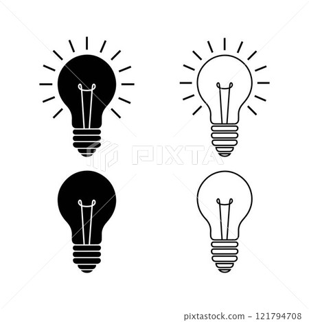 Light bulbs icon set silhouette vector line art design isolated on a white background 121794708