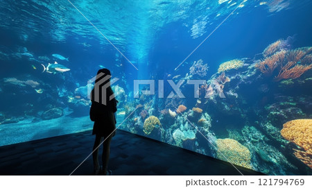 Explore the mesmerizing underwater world, offering a captivating glimpse into coral reefs 121794769