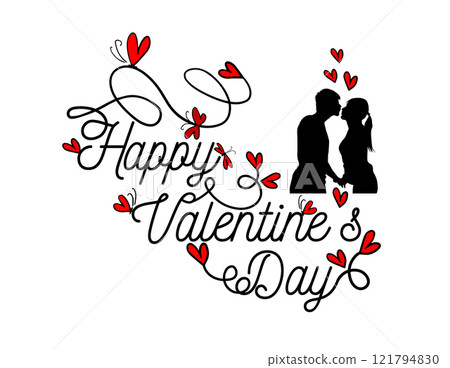 Happy Valentines Day typography . Romantic Template design for celebrating valentine's Day on 14 February. Wallpaper, flyer, poster, sticker, banner, card. hand drawn. Not AI, Vector illustration. Happy Valentines Day typography . Romantic Template design for celebrating valentine's Day on 14 February. Wallpaper, flyer, poster, sticker, banner, card. hand drawn. Not AI, Vector illustration. 121794830