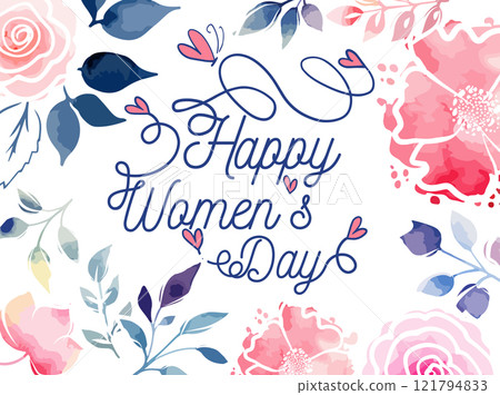 March 8. International Women's Day card. Watercolor flowers. Hand drawn. Not AI, Vector illustration March 8. International Women's Day card. Watercolor flowers. Hand drawn. Not AI, Vector illustration 121794833